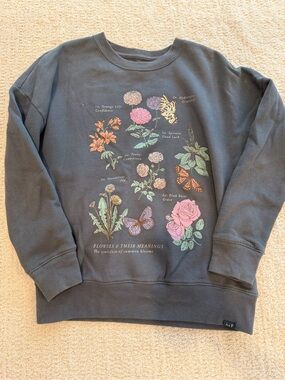 abercrombie kids Charcoal Floral & Butterfly Graphic Sweatshirt